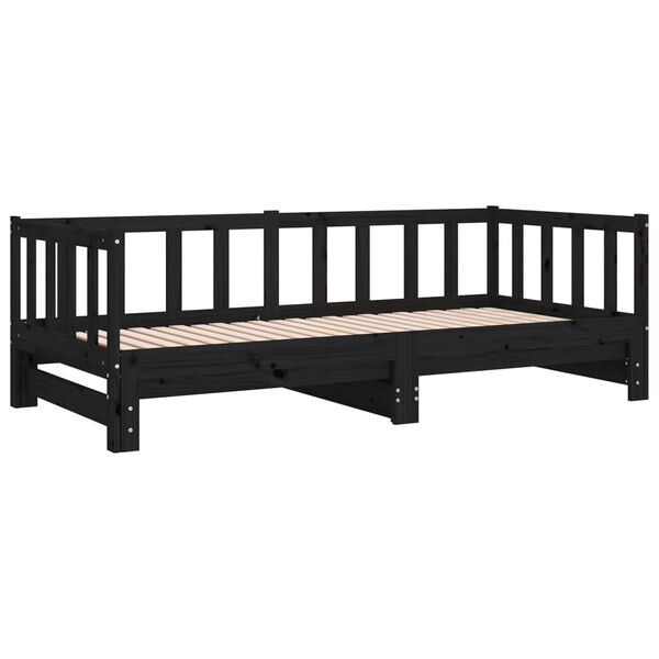 vidaXL Dormeuse Estraibile Nera 2x(90x190) cm Legno Massello di Pino