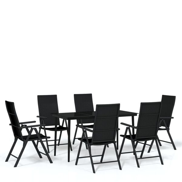 vidaXL Set da Pranzo da Giardino 7 pz Nero
