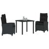 vidaXL Set da Pranzo per Giardino con cuscino 3 pcs Nero polyrattan