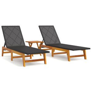 vidaXL Set Mobili da Giardino 3 pz Polyrattan e Legno Massello Acacia
