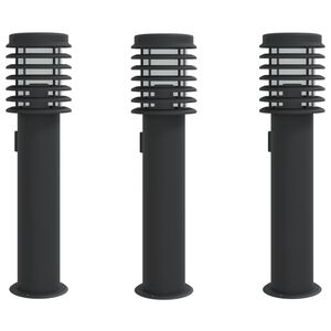 vidaXL Lampade da Terra per Esterni con Presa 3 pz Nere 60 cm Acciaio