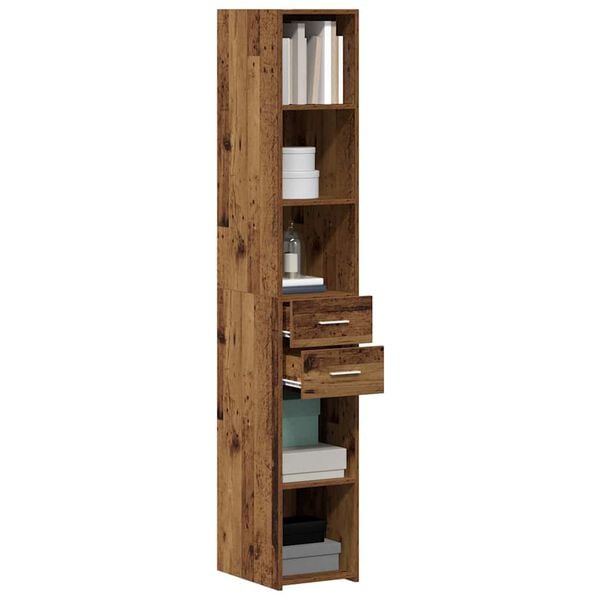 vidaXL Libreria con cassetto Legno vecchio 30 x 42.4 x 185.2 cm