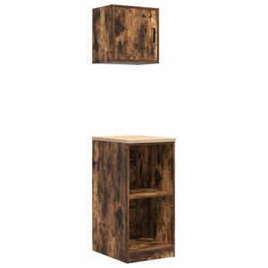 vidaXL Armadi da Garage 2 pz Rovere Fumo in Legno Multistrato