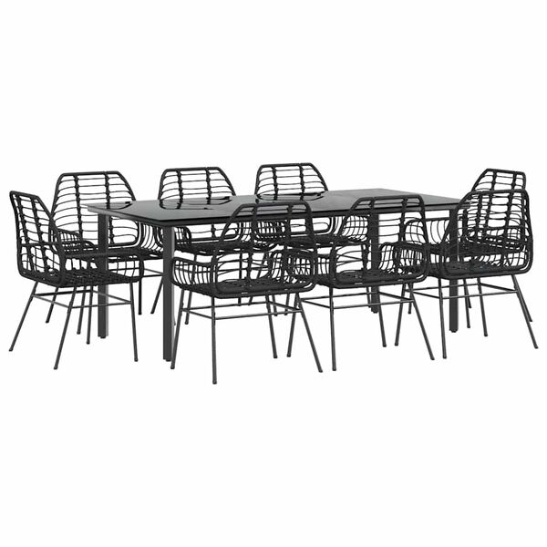 vidaXL Set da Pranzo da Giardino 9 pz Polyrattan Vetro