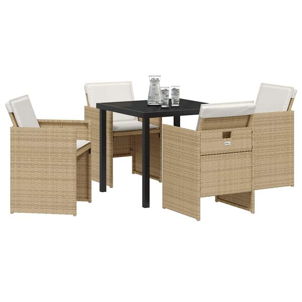 vidaXL Set da Pranzo per Giardino 5 pcs Beige polyrattan