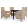 vidaXL Set da Pranzo da Giardino 5 pz con Cuscini Beige