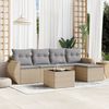 vidaXL Set Divano da Giardino 6 pz con Cuscini Beige in Polyrattan