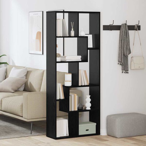 vidaXL Armadio per Libri Rovere Nero 67 x 25 x 162 cm