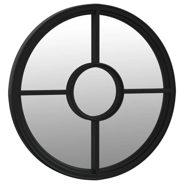 vidaXL Specchio Nero 60x4 cm Rotondo in Ferro per Uso Interno