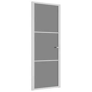vidaXL Porta Interna 76x201,5 cm Bianca in Vetro ESG e Alluminio