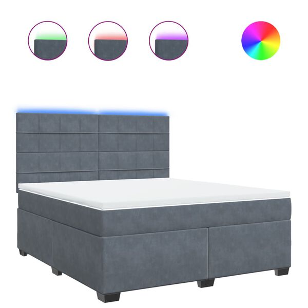 vidaXL Giroletto a Molle con Materasso Grigio Scuro 180x200 cm Velluto