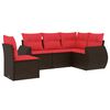 vidaXL Set Divani da Giardino 5 pz con Cuscini Marrone in Polyrattan