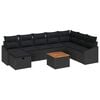 vidaXL Set Divano da Giardino 9 pz Nero Poly Rattan