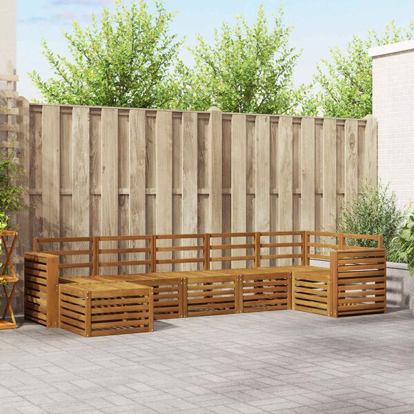 vidaXL Set divani 7 pcs Naturale Legno di Acacia Massello