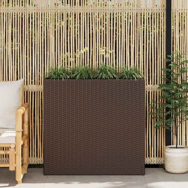 vidaXL Letto Rialzato da Giardino con 4 Vasi in Polyrattan Marrone