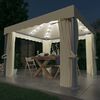 vidaXL Gazebo con Tende e Stringa di Luci LED 3x3 m Bianco Crema