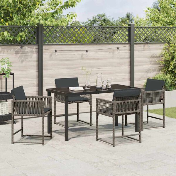 vidaXL Set da Pranzo per Giardino 5 pcs Grigio polyrattan