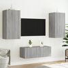 vidaXL Mobili TV a Muro con LED 4pz Grigio Sonoma in Legno Multistrato