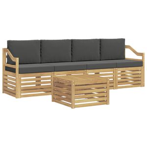 vidaXL Set di divani da esterno 5 pz Bianco e Antracite Poliestere