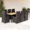 vidaXL Set da Pranzo da Giardino 9 pz con Cuscini Nero in Polyrattan