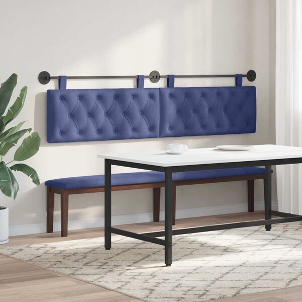 vidaXL Testata appesa Blu Polizia 210 x 55 x 7 cm Velluto