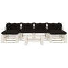 vidaXL Set Salotto da Giardino su Pallet 7pz con Cuscini Neri in Legno