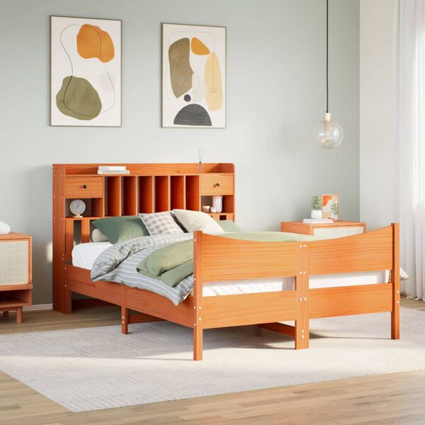 vidaXL Letto senza Materasso Marrone Cera 140x190 cm in Legno di Pino