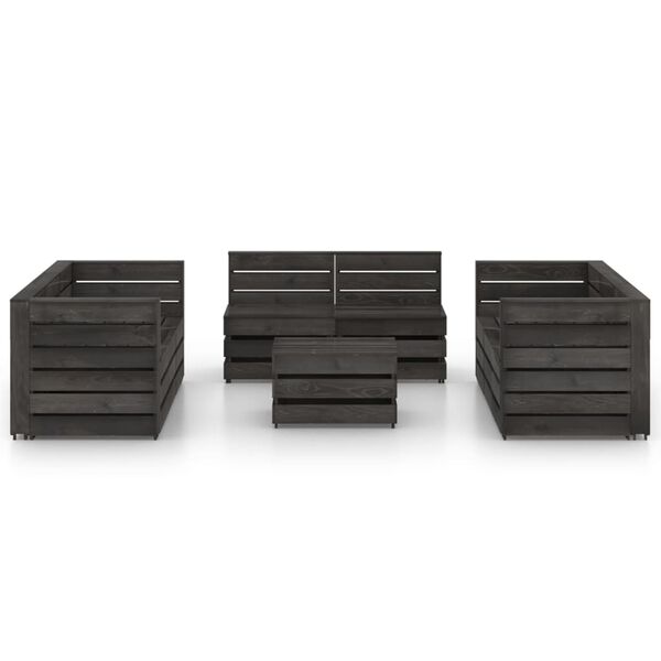 vidaXL Set Salotto da Giardino 9 pz in Legno di Pino Impregnato Grigio