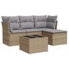vidaXL Set Divano da Giardino 5 pz con Cuscini Beige in Polyrattan
