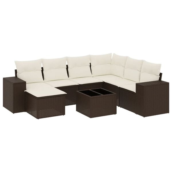 vidaXL Set Divani da Giardino 8 pz con Cuscini Marrone in Polyrattan