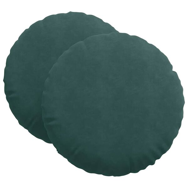 vidaXL Cuscini per Seduta 2 pcs Verde Scuro &Oslash; 40 x 13 cm Velluto
