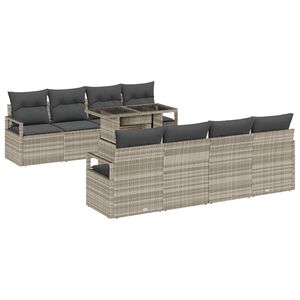 vidaXL Set Divano da Giardino 9 pcs Grigio chiaro polyrattan