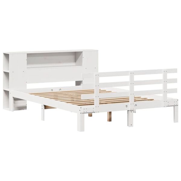 vidaXL Letto Libreria senza Materasso Bianco 135x190 cm Legno di Pino