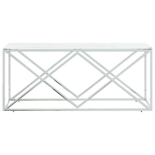 vidaXL Tavolino da Salotto 110x45x45 cm in Acciaio Inox e Vetro