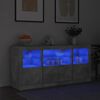 vidaXL Credenza con Luci LED Grigio Cemento 142,5x37x67 cm