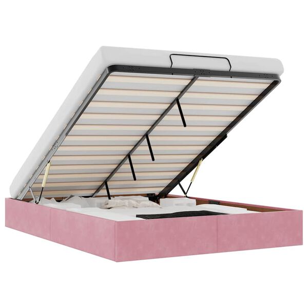 vidaXL Struttura Letto Pouf senza Materasso Rosa 140x190 cm in Velluto
