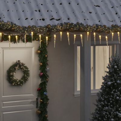 vidaXL Luce Natale a Ghiacciolo 100 LED Bianco Caldo 10 m Acrilico PVC