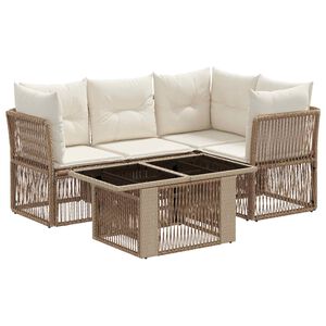 vidaXL Set Divano da Giardino 5 pz Beige polyrattan
