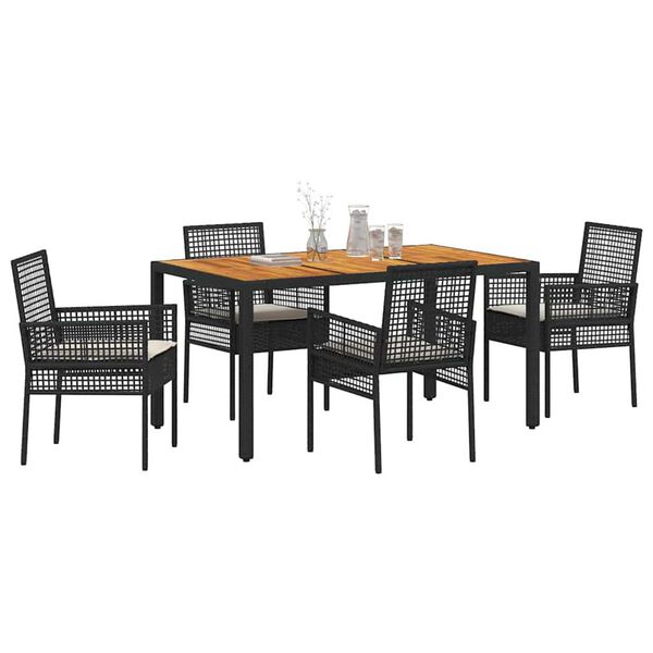 vidaXL Set da Pranzo per Giardino 5 pcs Nero polyrattan