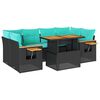 vidaXL Set Divani da Giardino con Cuscini 7pz Nero Polyrattan