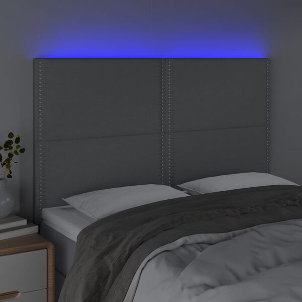 vidaXL Testiera a LED Grigio Chiaro 144x5x118/128 cm in Tessuto