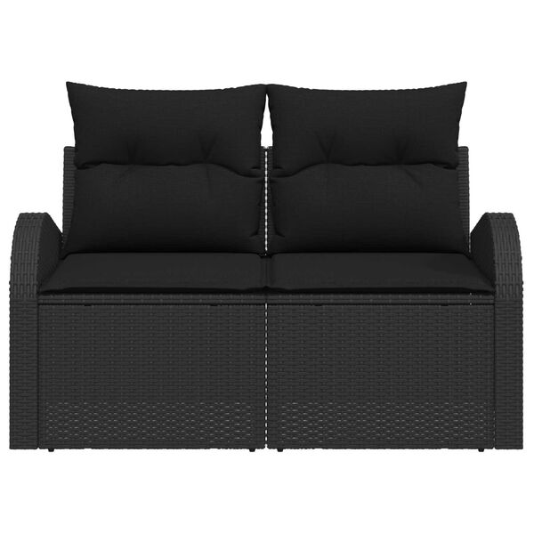 vidaXL Divano da giardino Nero 124 x 62 x 69cm polyrattan