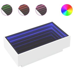 vidaXL Tavolino Salotto con LED Bianco 90x50x30 cm Legno Multistrato