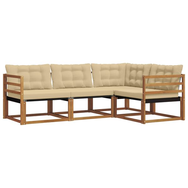 vidaXL Set di divani da esterno con cuscino 4 pcs Naturale e Beige