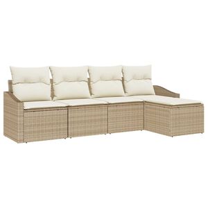 vidaXL Set di divani con cuscino 5 pcs Beige polyrattan