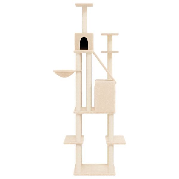 vidaXL Albero per Gatti con Tiragraffi in Sisal Crema 201 cm