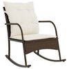 vidaXL Sedia a Dondolo da Giardino con Cuscini in Polyrattan Marrone