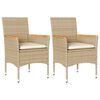 vidaXL Sedie da Giardino con Cuscini 2 pz Beige in Polyrattan