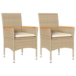 vidaXL Sedie da Giardino con Cuscini 2 pz Beige in Polyrattan
