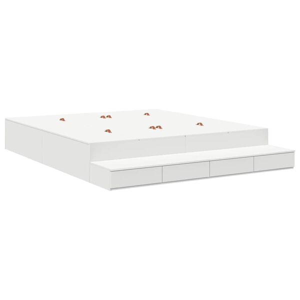 vidaXL Struttura letto con contenitore Bianco 180 cm Legno multistrato